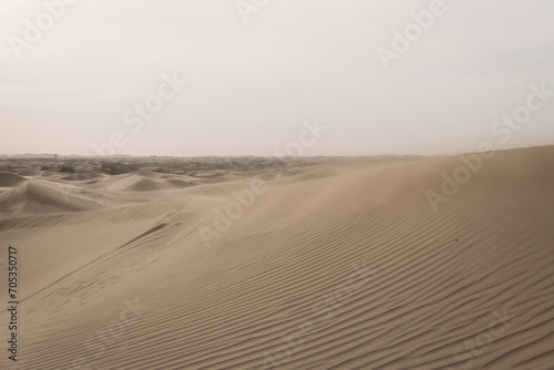 Tengger desert scenery, Inner Mongolia, China.
