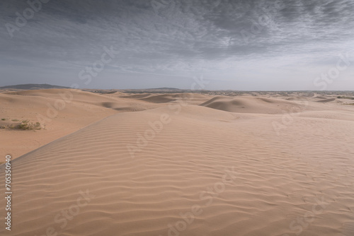 Close up on the curves of sand hills in Ba Dan Ji Lin desert of Inner Mongolia