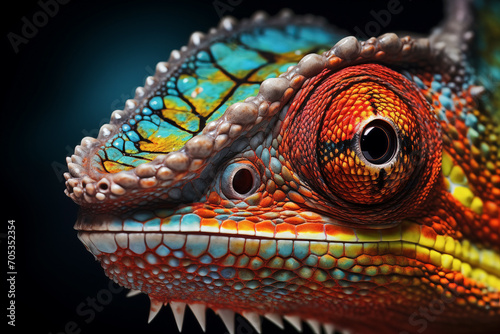 Vibrant Close-Up of a Colorful Chameleon © Dmitry Rukhlenko