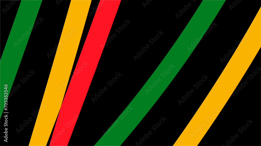 Black history month background. Abstract red, yellow, green, black color wave design, copy space. Vector illustration - obrazy, fototapety, plakaty 