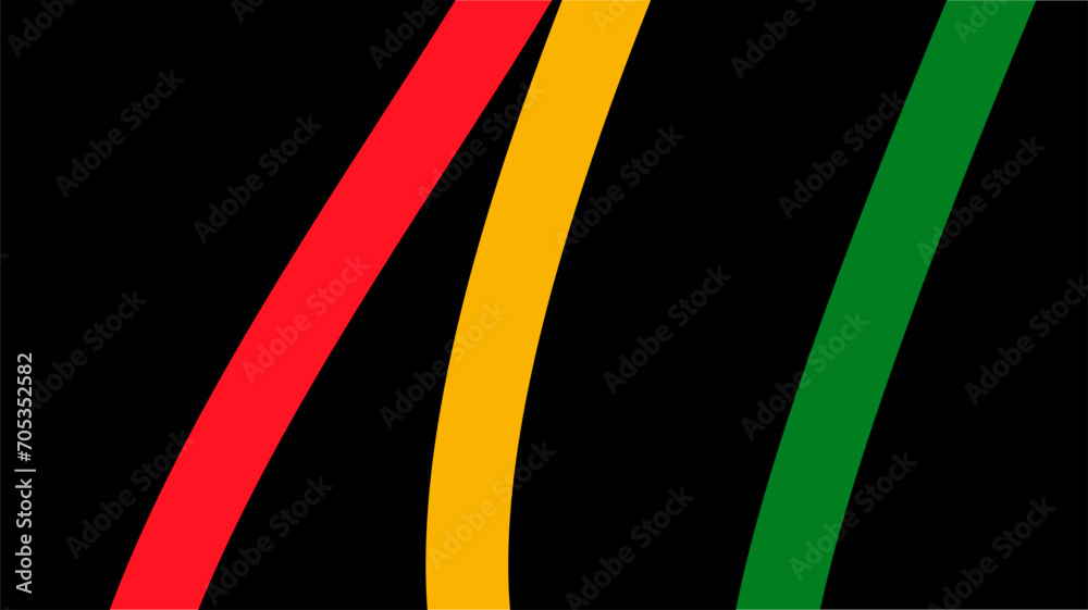 Obraz premium Black history month background. Abstract red, yellow, green, black color wave design, copy space. Vector illustration