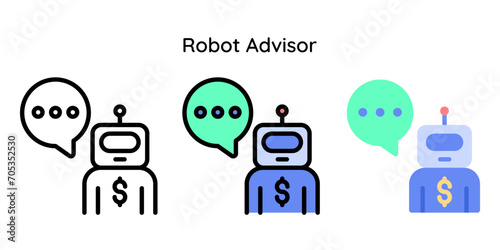 Robot Advisor, fintech consultation, Artifficial Intelligence Icon photo
