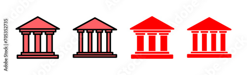 Bank icon set illustration. Bank sign and symbol, museum, university