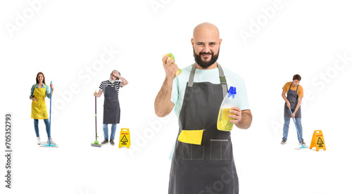 Different workers of cleani...