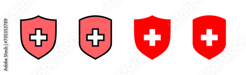 Health insurance icon set illustration. Insurance document sign and symbol