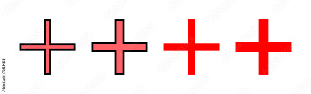 Obraz premium Plus Icon set illustration. Add plus sign and symbol