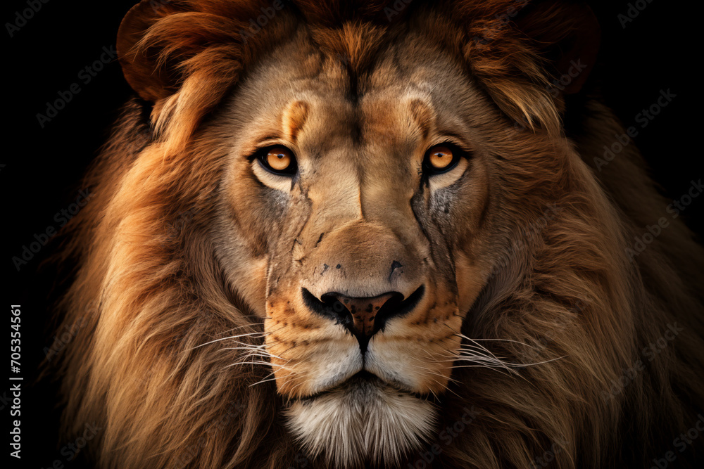 Majestic Lion Portrait on Dark Background