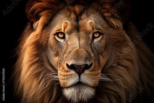 Majestic Lion Portrait on Dark Background