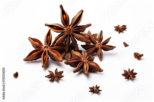 Star anise isolated on white background, High quality photo. Generative AI Illustration.