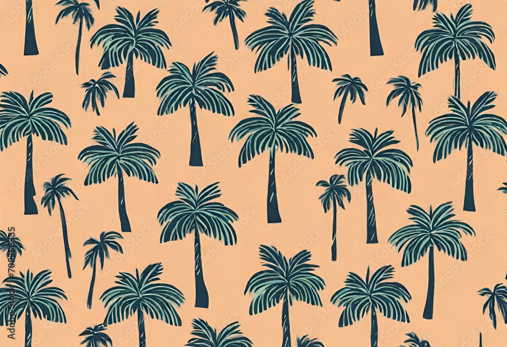 seamless background with palm trees, summer coconut