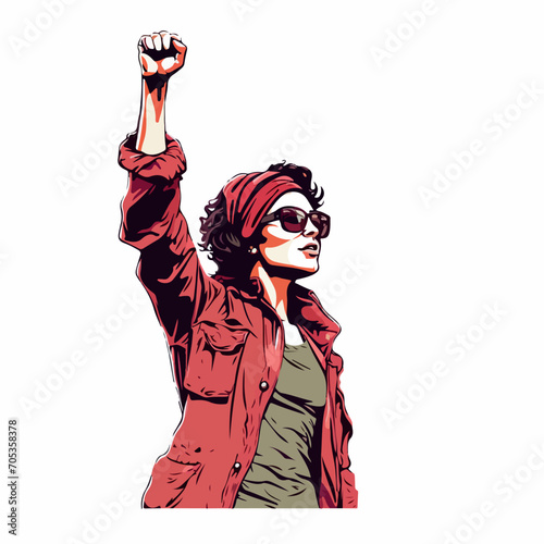 Vector illustration of women fists revolution.