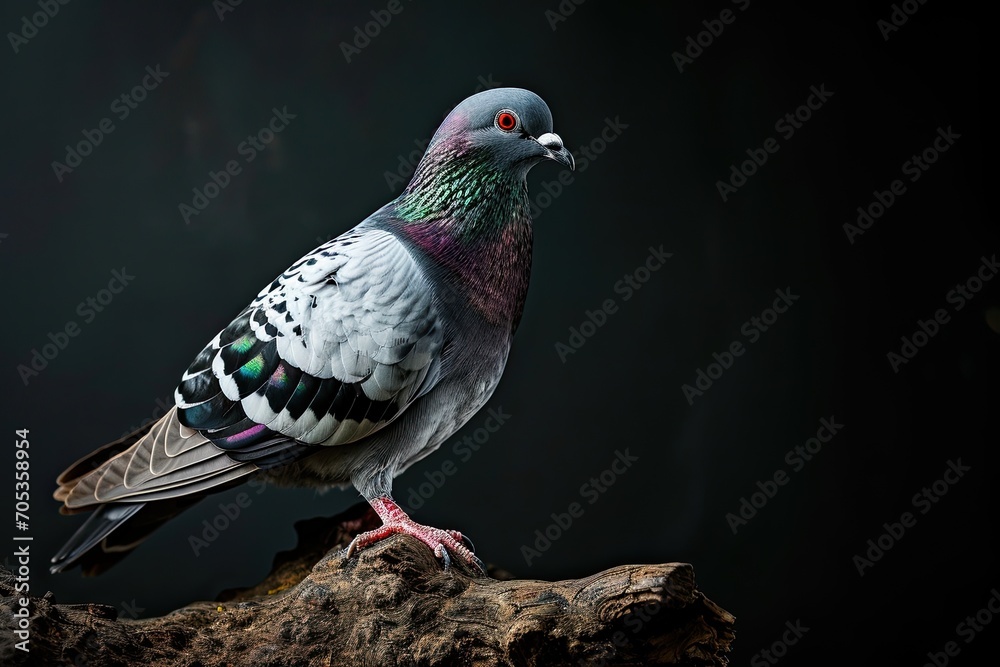 Obraz premium a Pigeon standing on small root, 