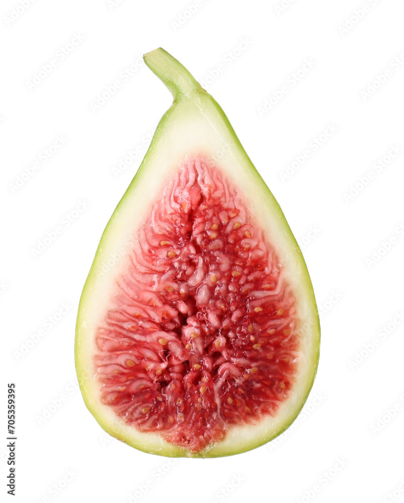 Half of fresh green fig isolated on white Half of fresh green fig isolated on white