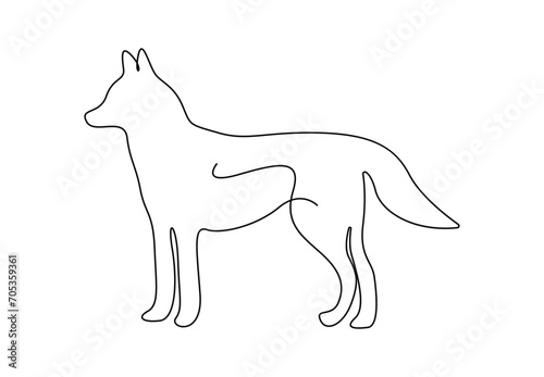Fox in one continuous line drawing vector illustration. Wildlife day. Isolated on white background. Premium vector.