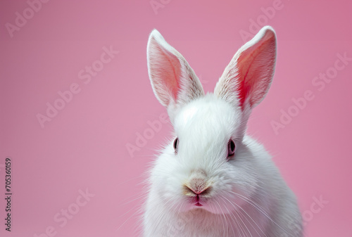 White Rabbit on a Soft Pink Background