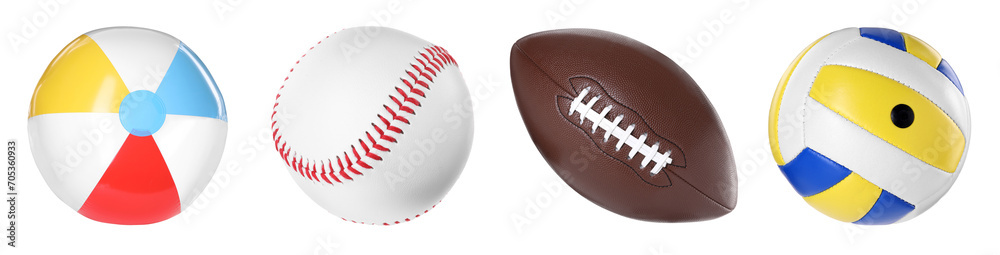 Different balls for various sports isolated on white, collection Different balls for various sports isolated on white, collection