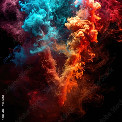 Capital letter V with dreamy colorful smoke growing out © hakule