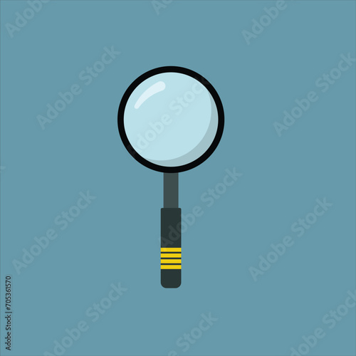 Search, research, lens, magnification. Flat illustration of cute magnifying glass cartoon style icon. Magnifying glass cartoon icon vector illustration. 