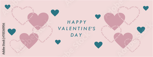 バレンタインデーバナー　フレーム　背景　ハート　2月14日　ベクターイラスト　おしゃれ