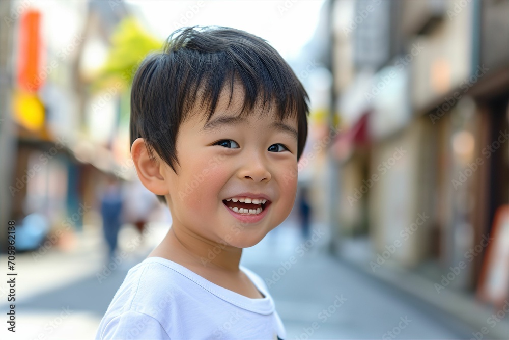 幸せそうな笑顔の男の子のポートレート（子供・日本人・アジア人）