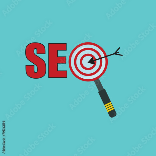 Magnifying glass and Seo, marketing, optimization. vector illustration.