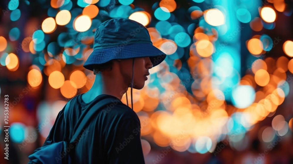 Urban athleisure Showcase your urban style with an electric blue bucket hat, oversized black tshirt, and blue shorts ensemble that effortlessly merges sportswear and streetwear.