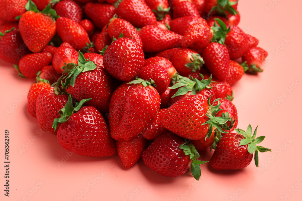 Fresh strawberries on pink background Fresh strawberries on pink background
