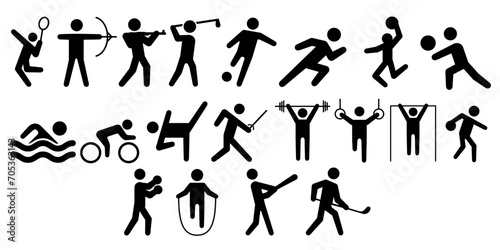 Sports icons set silhouette vector illustration in trendy style