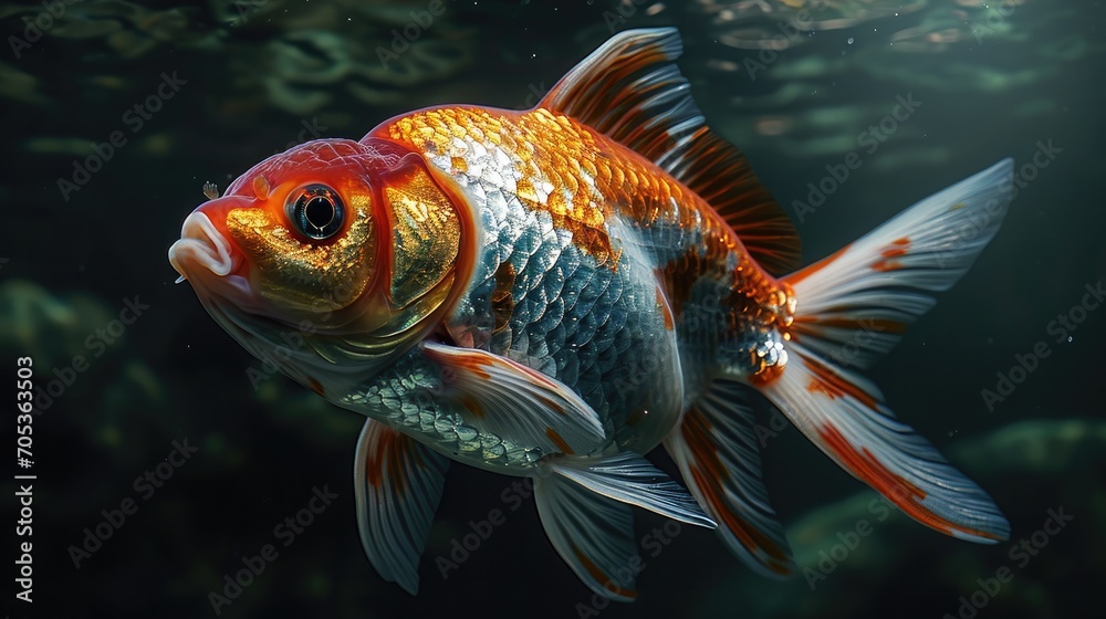 Goldfish in the dark background Goldfish in the dark background