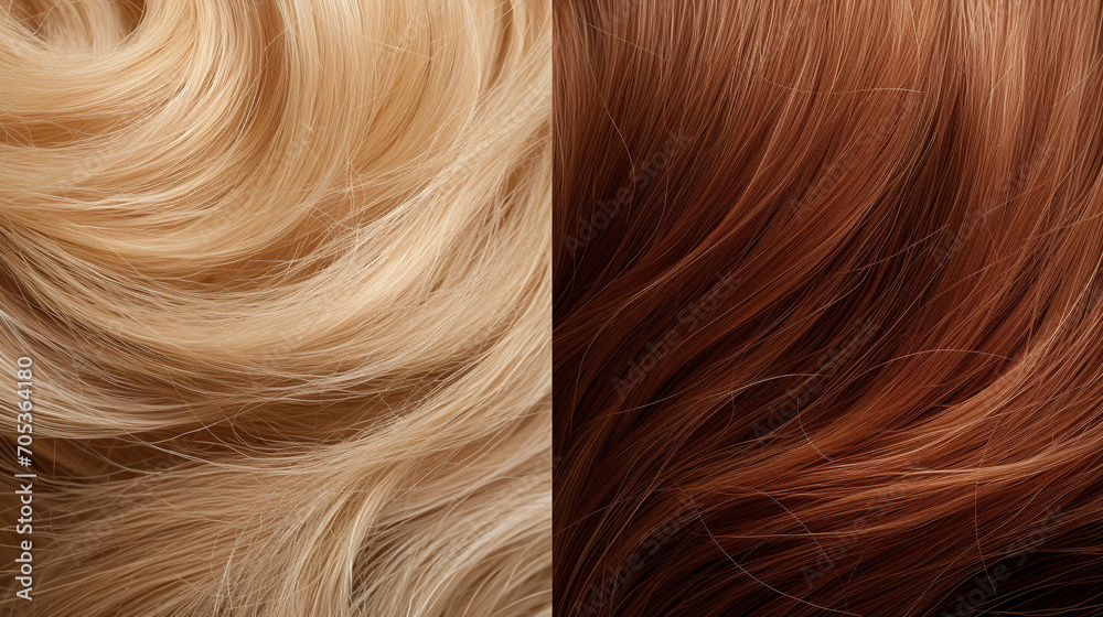 Fototapeta premium Hair style, blonde, brown, texture, pattern, background - Generative AI