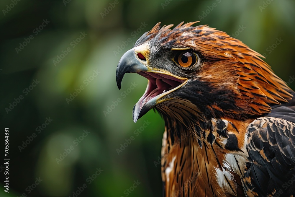 Majestic side view of Javan Hawk-Eagle on the forest AI Generative Majestic side view of Javan Hawk-Eagle on the forest AI Generative
