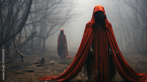 Evil Worshipping Horror, Person in a Red Cloak, Horror Art