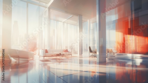 A blurred abstract vision of a luxurious sunlit penthouse AI generated