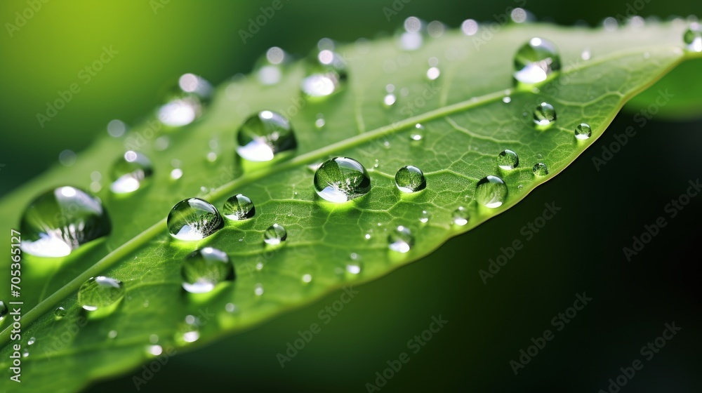 A close-up of a dewdrop on a fresh green leaf AI generated A close-up of a dewdrop on a fresh green leaf AI generated