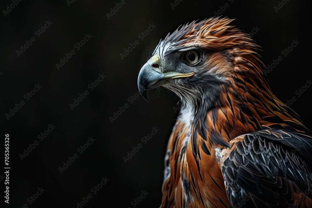 Right side view of Javan Hawk-Eagle with isolated on black background AI Generative Right side view of Javan Hawk-Eagle with isolated on black background AI Generative