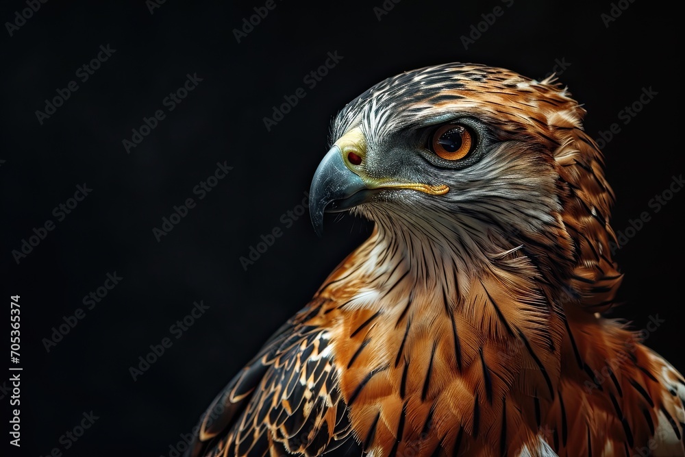 Right side view of Javan Hawk-Eagle on black background AI Generative Right side view of Javan Hawk-Eagle on black background AI Generative
