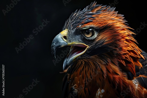 Side angry pose of Javan Hawk-Eagle isolated on black background AI Generative © Tebha Workspace