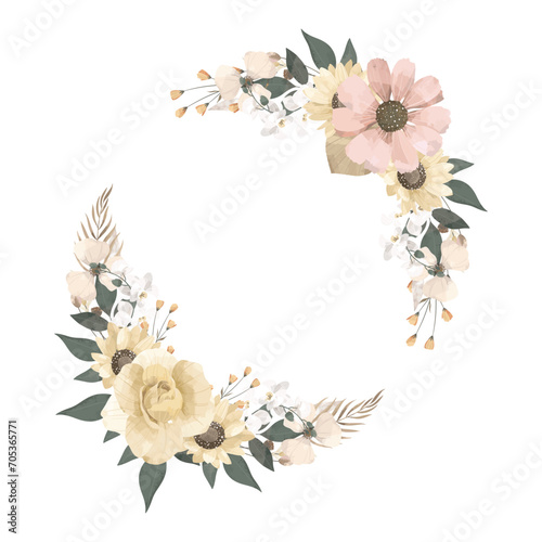 Dried Wreath Flower Frame Background