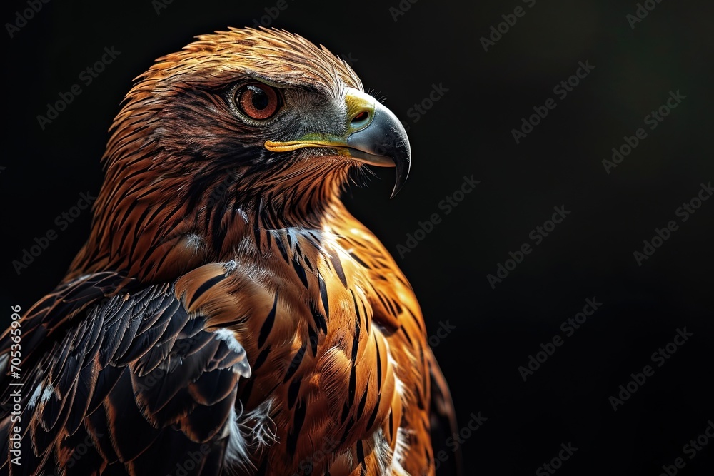 Portrait beautiful of Javan Hawk-Eagle with light exposure on the dark background AI Generative Portrait beautiful of Javan Hawk-Eagle with light exposure on the dark background AI Generative
