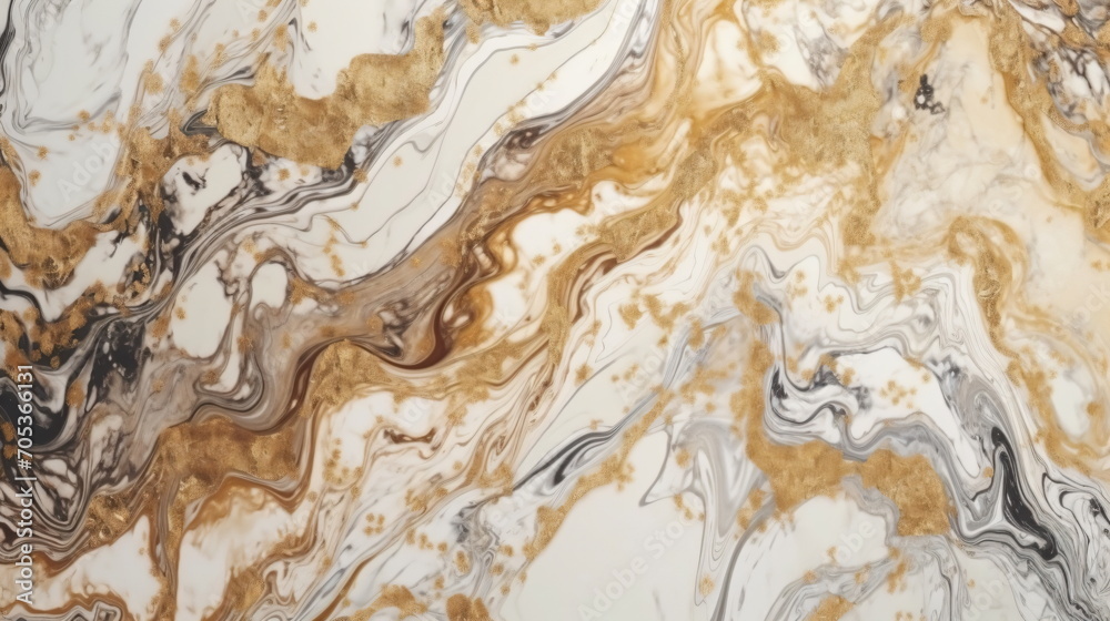 A close-up of a marble texture pattern mixed with brown, white, and black. A close-up of a marble texture pattern mixed with brown, white, and black.