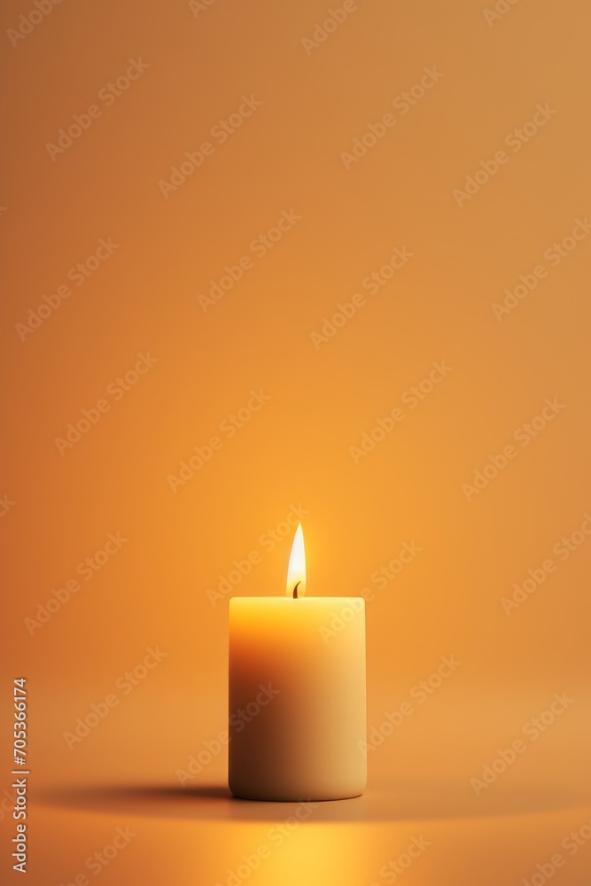 A minimalistic interpretation of a lit candle against a warm background  AI generated