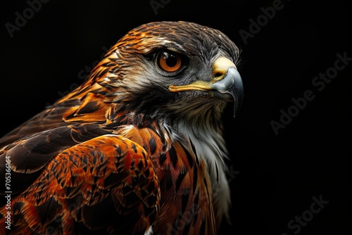 Portrait majestic of the Javan Hawk-Eagle on the dark background AI Generative