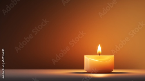 A minimalistic interpretation of a lit candle against a warm background  AI generated