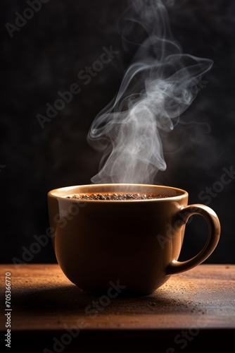 A simplistic close-up of steaming tea in a mug  AI generated