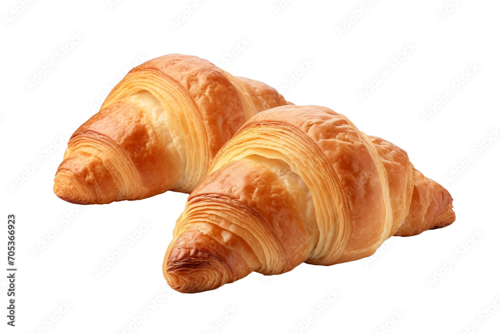 Pair of croissants isolated on transparent background.