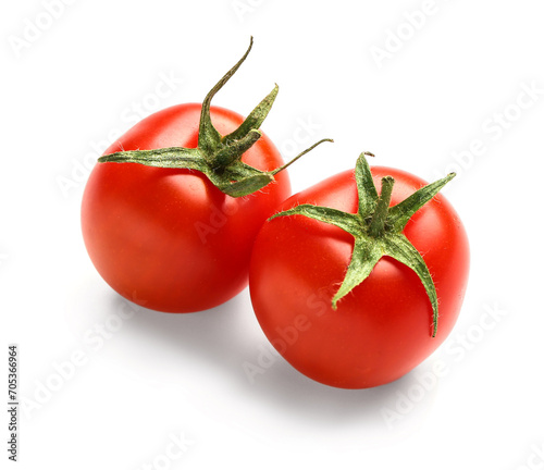 Fresh cherry tomatoes on white background