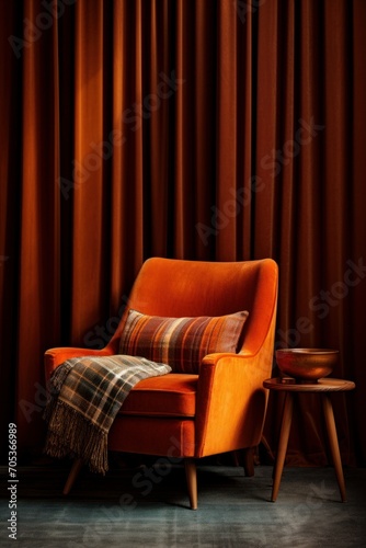 A study in shades of warm colors depicting a comfy armchair AI generated