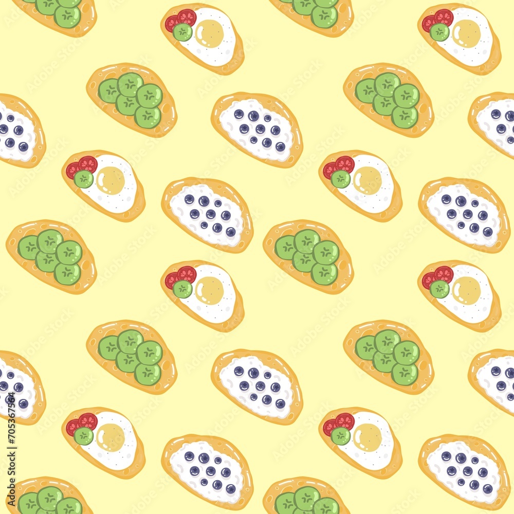 Seamless pattern of Breakfast sandwich