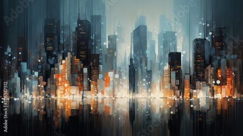 Abstract view of winter cityscape celebrating the New Year  AI generated