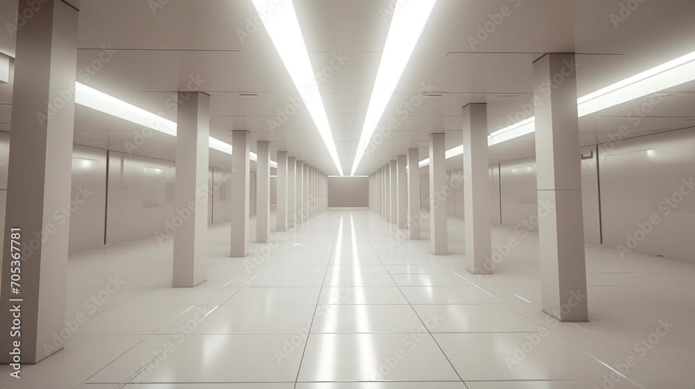 Corridor, perspective, white - Generative AI